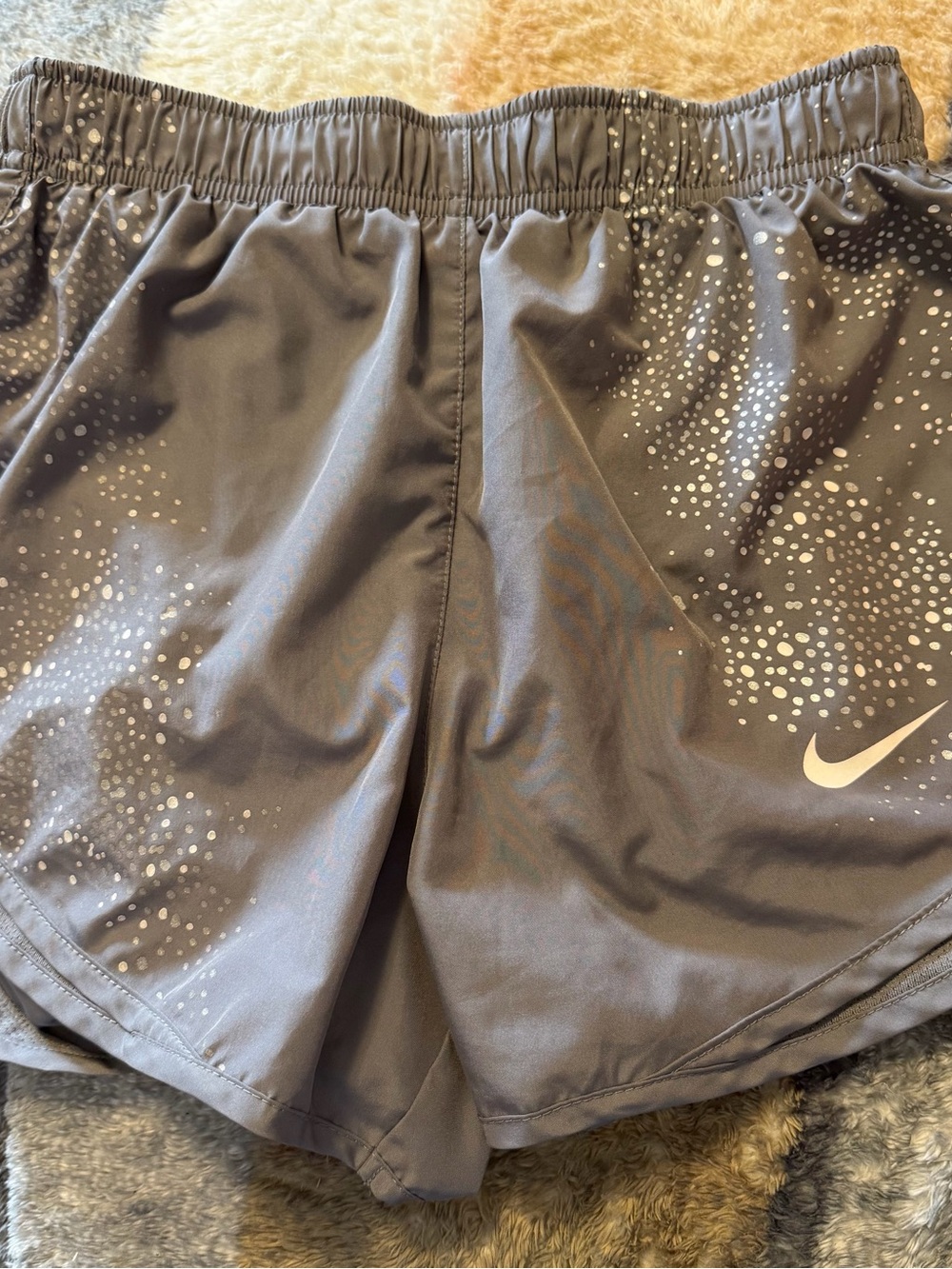 Nike Gray Kids' Athletic Shorts with White Dot Print